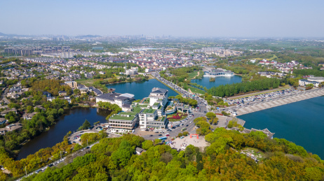 航拍江苏省常州溧阳天目湖景区