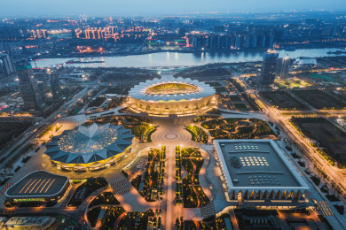 中国西安新奥体中心航拍