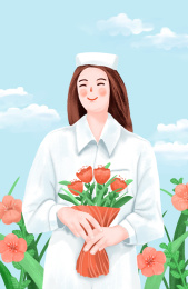 512国际护士节白衣天使简约医护人员插画