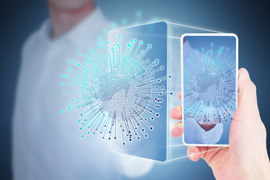 商务人士与手机交互互动概念未来科技感创意