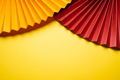 时尚纸扇炫彩海报背景    