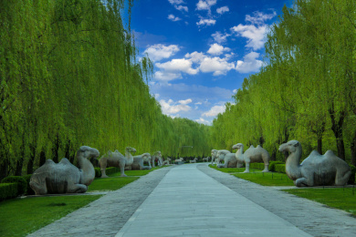 中国北京明十三陵长陵弯弯的神道（神路）