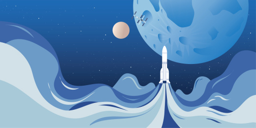 火箭发射飞向月球