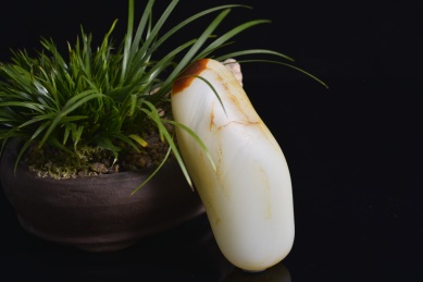 暗色背景上的和田玉籽料原石