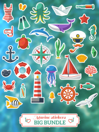 海洋元素图标贴纸