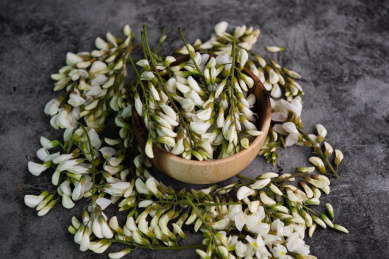 餐具里的洋槐花