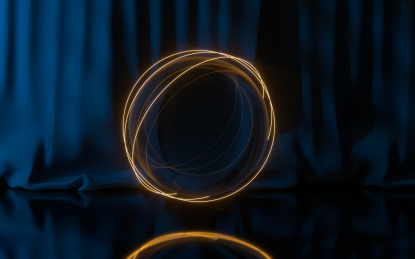 抽象发光线条与窗帘背景 3D渲染