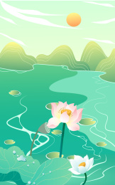 中国风荷花背景矢量图