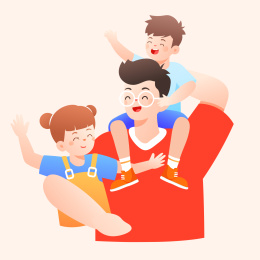 亲子奶爸矢量插画