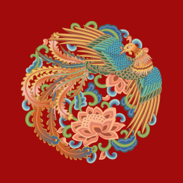 喜庆的凤凰花纹红色背景