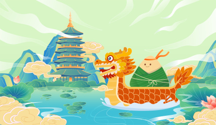 端午国风龙舟插画