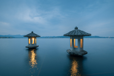 中国浙江杭州西湖夜景