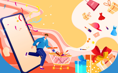 购物插画矢量图