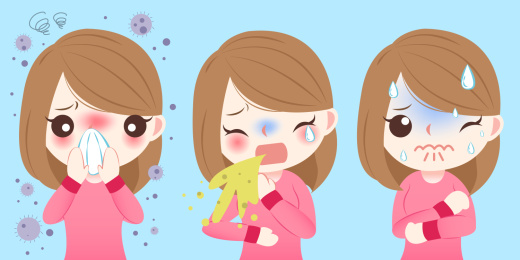 女人流感创意设计插图