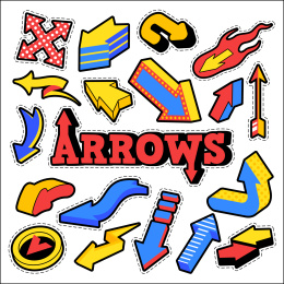 红黄蓝多种类箭头插画贴纸组