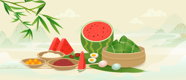 传统节日端午节粽子糯米插画矢量图