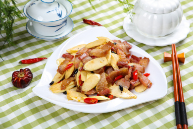 菜肴美食小炒腊肉茭瓜