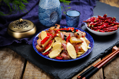 菜肴美食小炒腊肉茭瓜