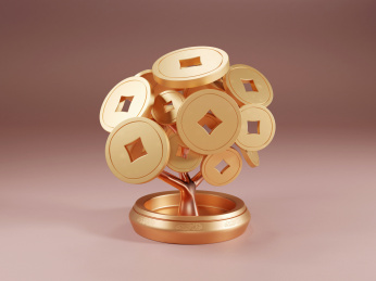 金色立体古铜币聚宝盆招财树