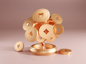 金色立体古铜币聚宝盆招财树