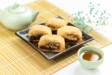 驴打滚特写白色背景