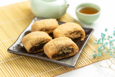 驴打滚特写白色背景