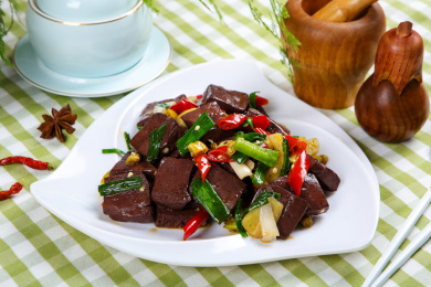 特色美食菜肴辣炒血旺