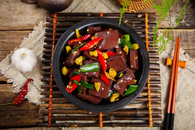 特色美食菜肴辣炒血旺