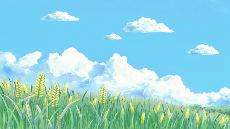 麦田、白云、蓝天