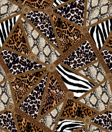 由蛇皮 豹纹 斑马纹和金属链组合的图案