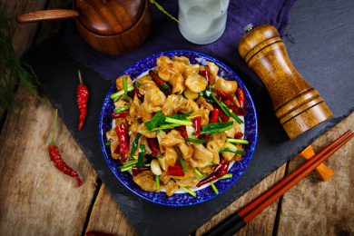 海产特色美食小吃炒鱼鳔