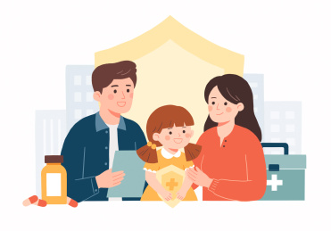 家庭健康医疗保险插画