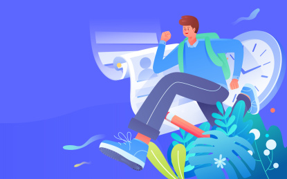 人物奔跑学习备考学生考研教育辅导矢量插画