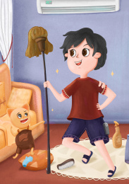 小男孩庆祝六一儿童节插画宣传形象海报