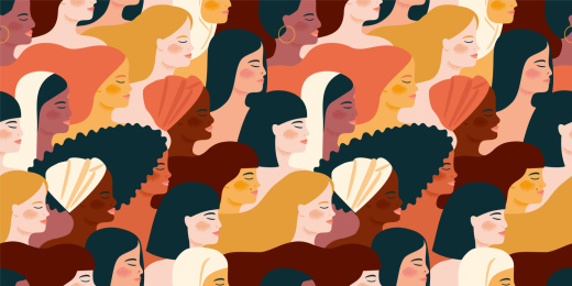 时尚女人侧面头像创意设计插图