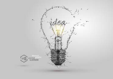 抽象矢量点线手绘idea灯泡商务办公素材