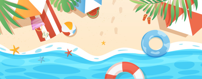 夏天海边度假风景矢量插画