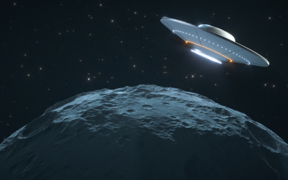 黑色背景下的星球 3D渲染