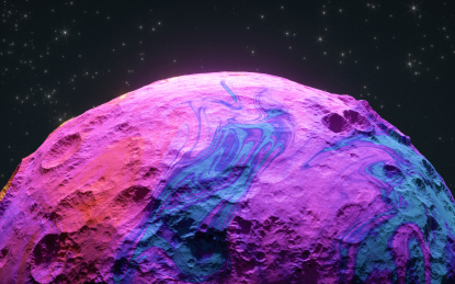 星空背景下彩色星球 3D渲染