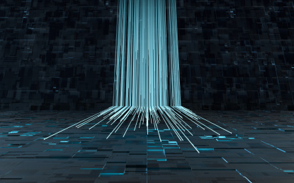 黑色背景下发光的线条 3D渲染