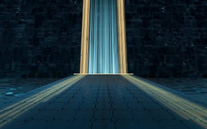 黑色背景下发光的线条 3D渲染