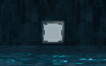 黑色背景下的芯片 3D渲染