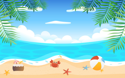 夏天海边风景矢量插画