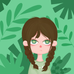 绿色调的手绘可爱小姑娘头像