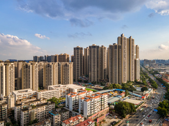 航拍中国广东广州广钢新城住宅小区商品房