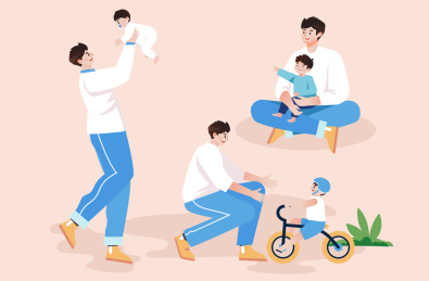 父亲亲子人物插画