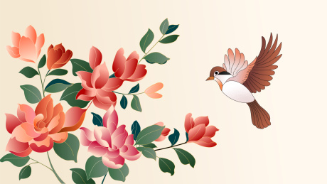 国潮中国风清新自然花城市