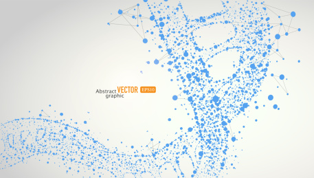 抽象矢量粒子点汇聚成DNA基因链科技背景