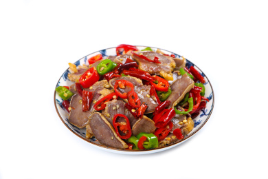 家常菜美食辣椒炒猪舌头