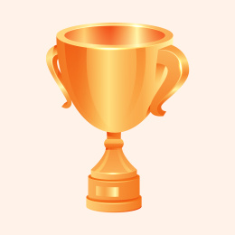 卡通庆祝冠军竞赛胜利奖杯奖品矢量插画素材